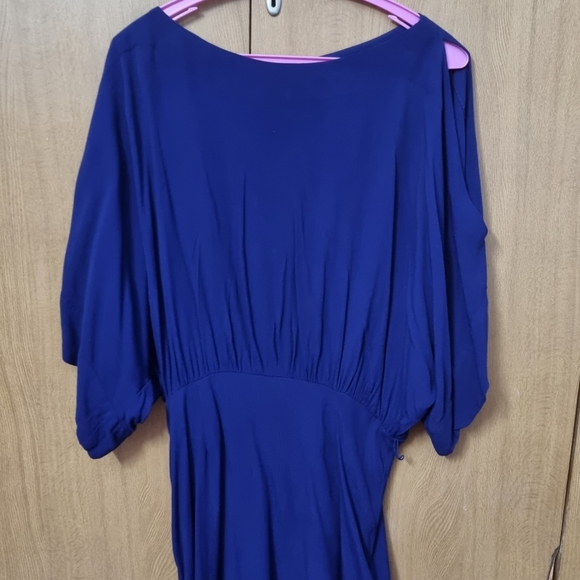 FOREVER21 Blue open shoulder kimono sleeve mini dress PRELOVED - Picture 7 of 8